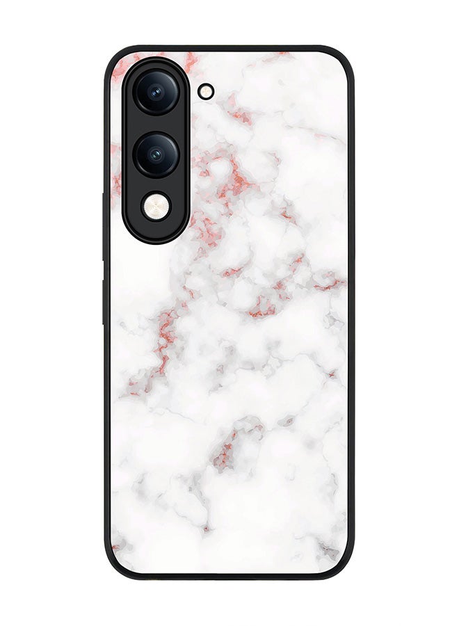 For vivo Y29s 5G / Y19s 5G Case,Slim fit Camera Protection, Shockproof Thin Phone cover  - Marble Print Rose Grey